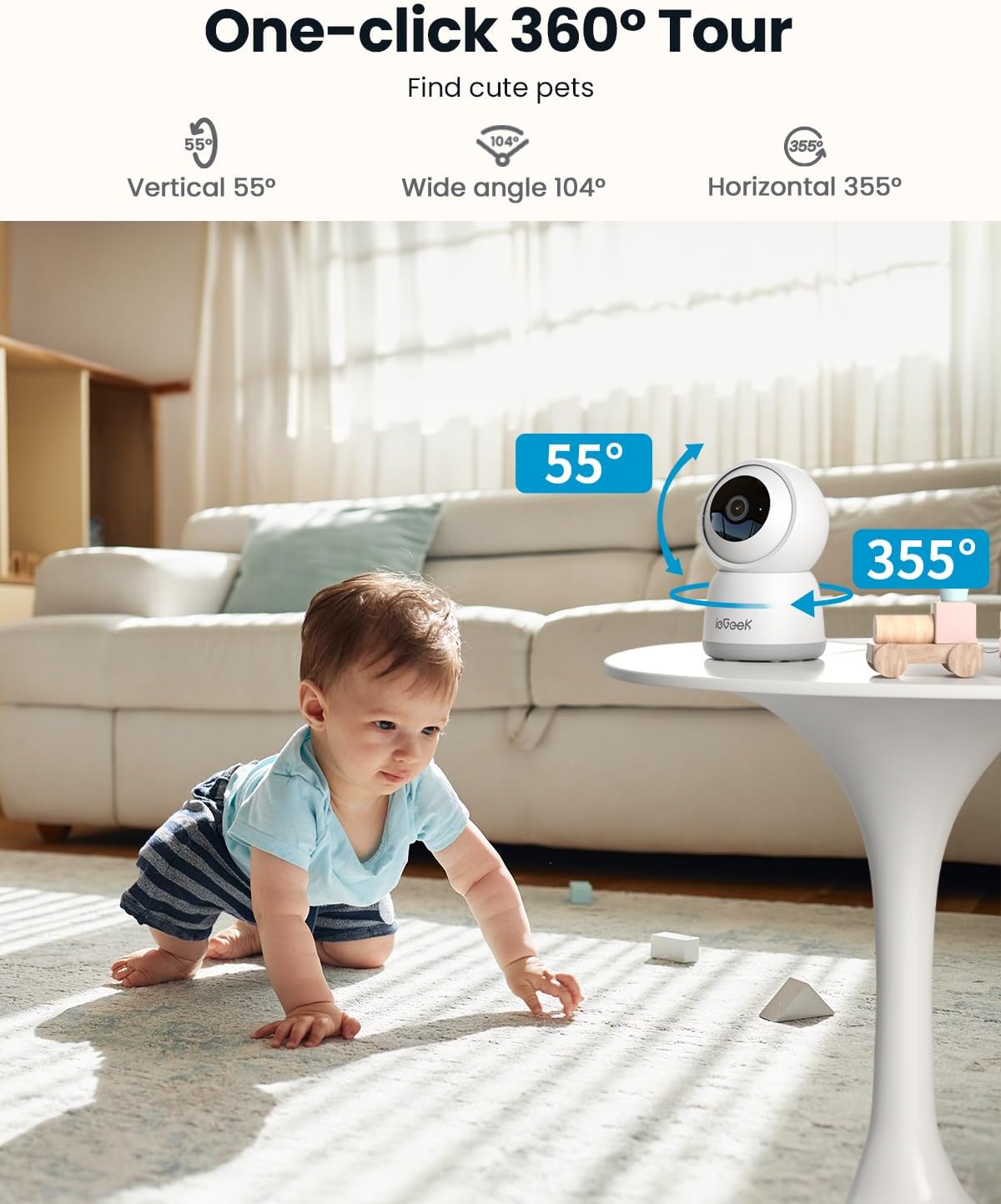 Cámara Vigilancia Interior 2K WiFi 5GHz ieGeek SC1 PTZ 360° - Imagen 8