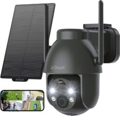 Cámara Vigilancia Solar 2K Negro | ieGeek 360° PTZ WiFi