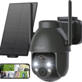 Cámara Vigilancia Solar 2K Negro | ieGeek 360° PTZ WiFi