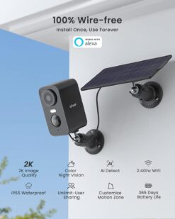 Alternative view of Cámara Vigilancia WiFi Solar 2K Negra | ieGeek Int/Ext