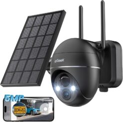 Cámara Vigilancia WiFi Solar 3K 5MP 360° PTZ Negra | ieGeek