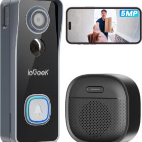ieGeek Timbre con Cámara 2K Inalámbrico | Sin Suscripción | Gris